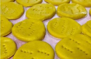 Pre-cut sopaipillas ready for frying Pre-cut sopaipillas ready for frying