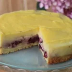 Chilean cherry kuchen — traditional German-style fruit tart with shortcrust base and cream custard filling