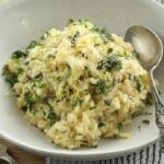Creamy Chilean lemon and abalone risotto with arborio rice, Parmesan, and fresh herbs