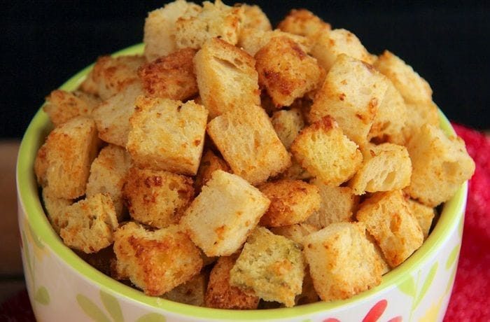 Croutons to serve with Chilean pumpkin cream soup