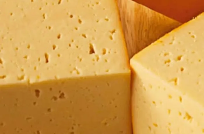 Queso mantecoso (Chilean butter cheese) diced into cubes for pichanga fría