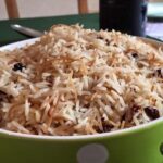 Chilean arroz árabe with toasted angel hair noodles and raisins