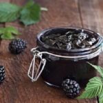 Homemade Chilean blackberry jam, dulce de murras, in glass jars