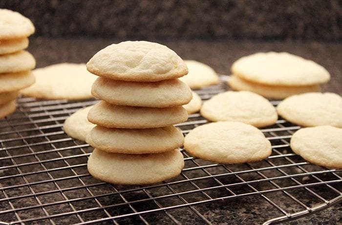 Chilean galletas de chuno, soft potato starch cookies with an almond in the center