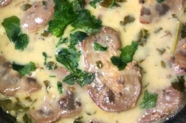 Chilean beef kidneys in a thick creamy sauce with fresh cilantro