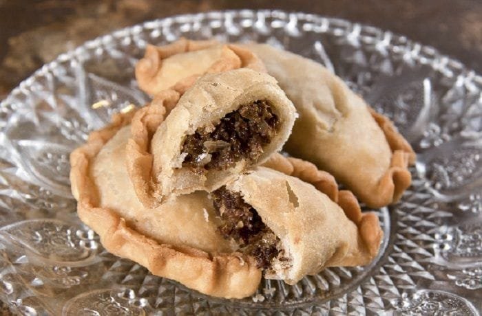 Chilean fried empanadas filled with llama charqui