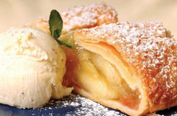 German-style apple strudel from southern Chile, filled with apple, walnuts, and cinnamon