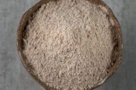 Chilean harina tostada, toasted wheat flour, in a bowl ready to mix into the bread dough