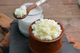 Chilean kefir milk kefir yogurt de pajaritos in a glass jar