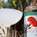Chilean palomita blanca cocktail, dry anise and water turned milky white in a tall glass