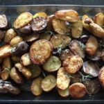 Native Chilote potatoes roasted with rosemary and merken, served as a side dish.