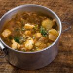 Chilean picante de guatitas y charqui, a thick Andean tripe and dried meat stew