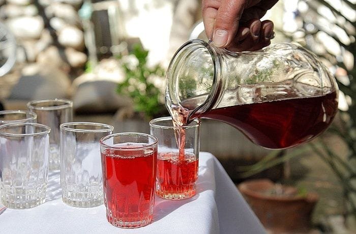 Chilean retafiao, an aged liqueur of fresh grape juice and aguardiente, served in small glasses