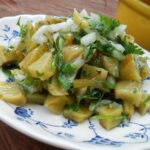 Chilean ulte salad recipe, made with the tender inner stem of cochayuyo seaweed.