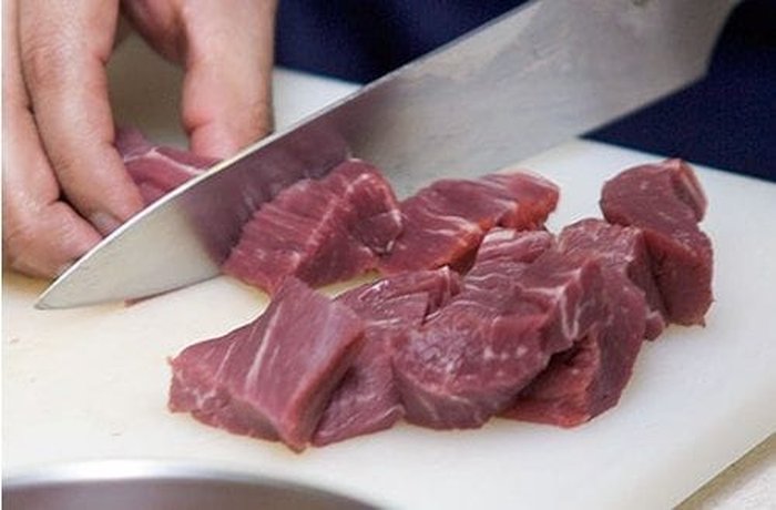 Cubed beef chuck for the goulash