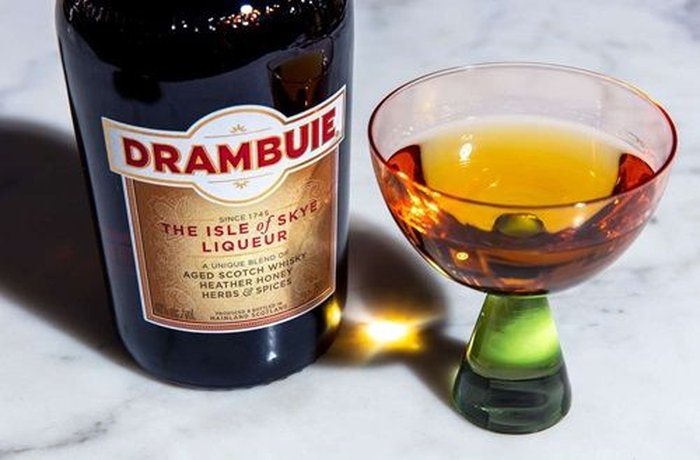 Bottle of Drambuie, the honey and herb whisky liqueur used in the rusty nail