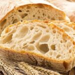 Homemade Italian ciabatta bread with a crisp crust and airy crumb