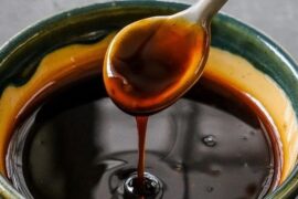 Glossy homemade Japanese teriyaki sauce in a bowl