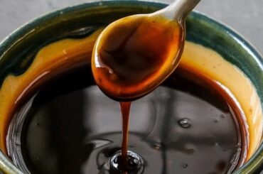 Glossy homemade Japanese teriyaki sauce in a bowl