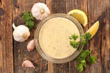 Peruvian polleria vinaigrette, a creamy egg and vinegar sauce for rotisserie chicken