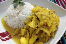 Aymara potje, olluco and potato stew with fresh cheese