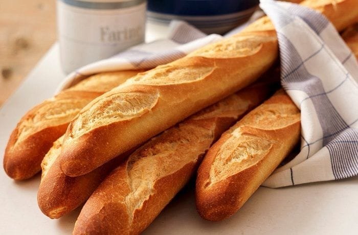 French baguette for homemade garlic and cheese bread