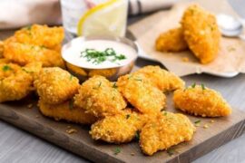 Crispy baked chicken nuggets with cornflake coating
