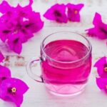Purple bougainvillea flower drink in a glass