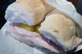 Chilean arrollado de malaya sandwich with tomato and lettuce