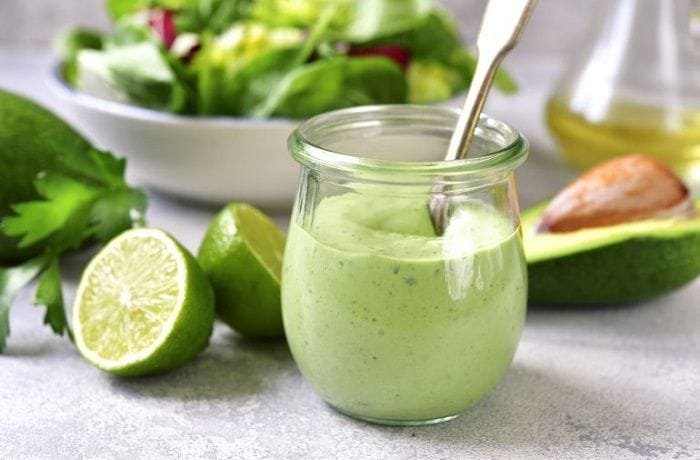 Creamy green Chilean avocado mayonnaise in a bowl