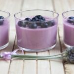 Chilean blueberry mousse served in dessert cups and topped with fresh blueberries