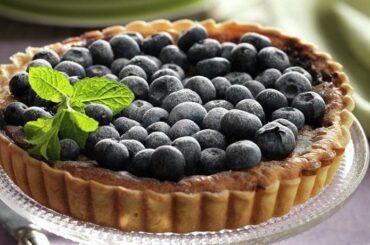 Chilean blueberry tart with powdered sugar