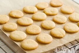 Homemade Chilean butter cookies, golden and crumbly, cut into shapes