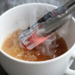 Chilean charcoal coffee, a traditional countryside digestive drink, in a cup