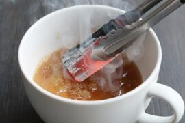 Chilean charcoal coffee, a traditional countryside digestive drink, in a cup