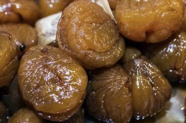 Chilean chestnuts in syrup with a cinnamon stick, a homemade autumn preserve