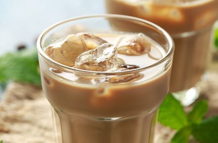 Chilean chocorrón cocktail of rum and chocolate milk served over ice
