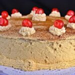 Chilean coffee cream cake dusted with cocoa
