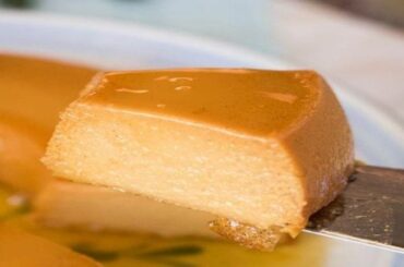 Chilean manjar flan with caramel sauce on a plate