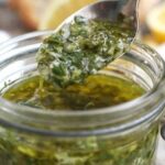 Chilean style garlic mojo with olive oil, lemon, and cilantro
