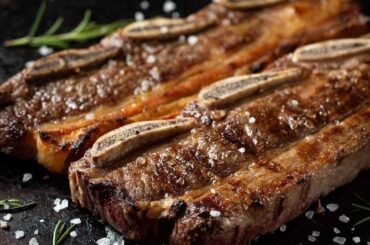 Chilean grilled beef short ribs, asado de tira a la parrilla, cut between the bones