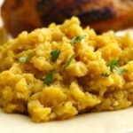 Chilean guachasca, a rustic mash of potatoes, squash, cabbage, and carrot served with fried chorizo
