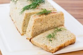 Chilean hake loaf with cherry tomatoes and basil