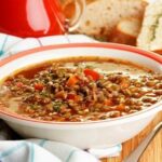 Chilean lentil and quinoa stew in a bowl