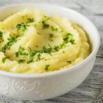 Creamy Chilean mashed potatoes, puré de papas, served as a side dish
