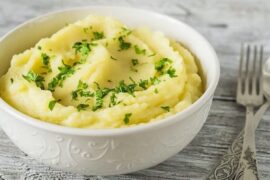 Creamy Chilean mashed potatoes, puré de papas, served as a side dish