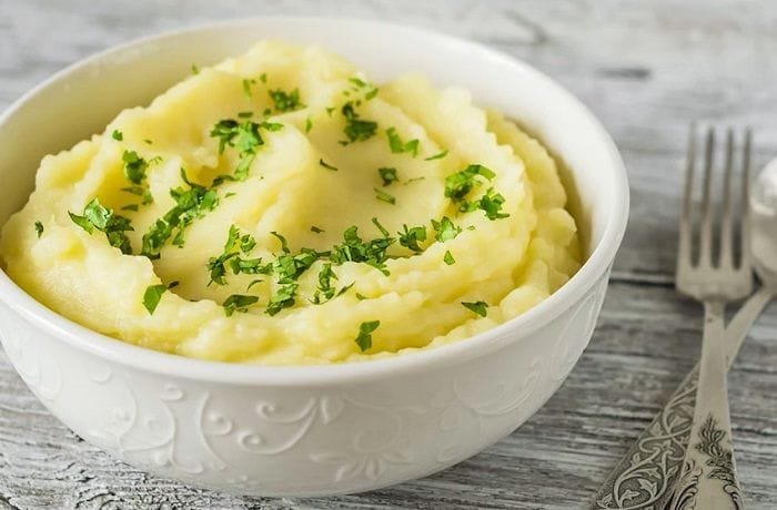 Creamy Chilean mashed potatoes, puré de papas, served as a side dish