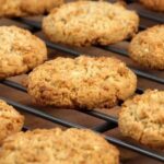 Homemade Chilean oatmeal and coconut cookies with walnuts, golden and crunchy