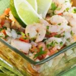Chilean shrimp ceviche with avocado, scallions, cilantro, and lime
