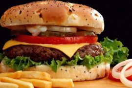 Homemade vegetarian burgers made with textured soy protein, golden on both sides
